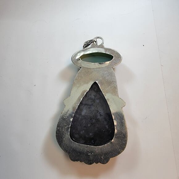 Necklace Pendants Dendritic Agate & Green Onyx Handmade Jewelry Sterling Silver - Picture 3 of 10